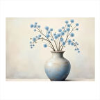 Beyaz Çiçek Vazosu Tasarım Ahşap Tablo 25cmX 35cm