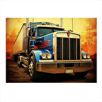 Nostaljik Mavi Tır Çizimi Hediyelik Mdf Tablo 50cmX 70cm