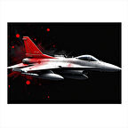 Kırmızı Jet Uçağı Aksiyonu Hediyelik Mdf Tablo 25cmX 35cm