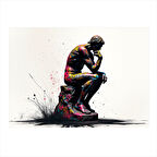 Düşünen Adam Grafiti Stili Tasarım Mdf Tablo 50cmX 70cm