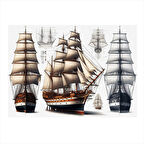 Ahşap Yelkenli Gemiler Model Mdf tablo 35cm X50cm