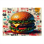 Büyük Burger Tasarımı Dekoratif Mdf Tablo 25cmX 35cm