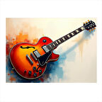 Elektro Gitar Çizimi Desenli Mdf Tablo 35cm X50cm