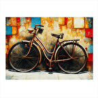 Vintage Bisiklet Tasarımı Modern Ahşap Tablo 25cmX 35cm