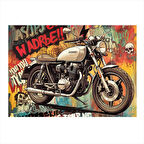 Grafitili Motosiklet Tasarımı Dekoratif Mdf Tablo 35cm X50cm