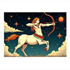 Yay Tutan Yay Burcu  Figürü Hediyelik Ahşap Tablo 35cm X50cm