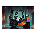 Forklift Makinesi Çizimi Hediyelik Mdf Tablo 25cmX 35cm