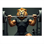 Halter Kaldıran Aslan Figürü Mdf Tablo 25cmX 35cm