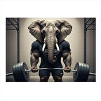 Halter Kaldıran Fil Figürü Desenli Mdf Tablo 25cmX 35cm