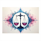 Renkli Terazi İllüstrasyonu Model Ahşap Tablo 25cmX 35cm