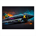 Grafitili Uçak İllüstrasyonu Mdf poster 35cm X50cm