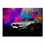 Renkli Spor Araba Grafiti Modern Mdf Tablo 25cmX 35cm