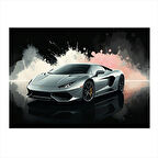 Gri Spor Araba Tasarımı Dekoratif Mdf Tablo 25cmX 35cm