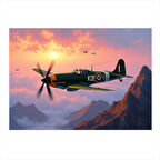 Uçan Pervaneli Savaş Uçağı Art Mdf Poster 50cmX 70cm