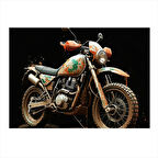 Vintage Motosiklet Tasarımı Modern Ahşap Tablo 25cmX 35cm