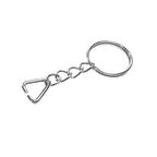 Anahtarlık Halkası, Halka + Zincir + Üçgen, 24mm, Gümüş, Nikel, 1 Adet