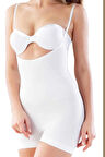 Kadın Beyaz Dikişsiz Göğsü Açık Paçalı Boy Korse 2058