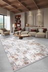 YoudayHomeCollection VALORİA-Krem/Kahve - Salon,Oturma Odası ve Koridor Halısı-Robot Süpürgeye Uyumlu-Kolay Temizlenebilir - 80X450