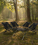Yek Outdoor 4 Kişilik Kamp Masası ve Sandalye Seti - Siyah