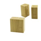 Hediyelik Baharatlık Tuzluk 4.5x5cm Y:9cm 2parça Mıknatıslı İkiz Ahşap Bambu  Baharatlık Tuzluk