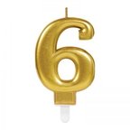 Hediyelik 6 Rakam Mum Gold Renk