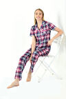 Gömlek Yaka Desenli Kadın Pijama Takımı