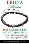 Sertifikalı Fasetli Terahertz – Ruby Zoisite (Anyolit) Taşı Bileklik (İnce Model) – Tutku, Denge ve Ruhsal Güç Taşı