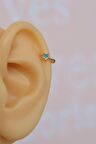 Halka Model Mavi Renk Mini Yıldızlı Tragus Piercing Helix