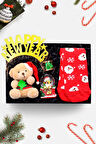 Happy New Year Taç & Yılbaşı Çorabı & Kar Küresi & Mini Yılbaşı Ayıcık Yeni Yıl Hediye Seti
