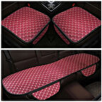 Kapitone Bordo Deri Oto Koltuk Minderi | Beyaz Nakışlı Araç Koltuk Koruyucu Araba Oturma Minderi