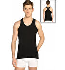 Tutku 0118 (L-3 BEDEN) (6 AD) Ribana Sporcu Rambo Spor Erkek Pamuklu Atlet SİYAH