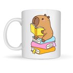 Kitap Okuyan Kapibara Tasarımlı Porselen Kupa MODEL 100 – Kahve & Çay Keyfi İçin Sıcacık ve Sevimli Tasarım CAPYBARA