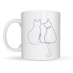 Minimal Çizim İki Kedi Desenli Porselen Kupa MODEL 77 – Sevgi Temalı Şık Tasarım, Kahve & Çay Kupası