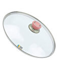 Tencere Sahan Tava Cam Kapağı Kapak 36 cm Pembe Tutma Tepesi