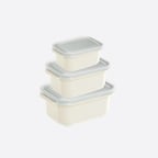 3 Parça Easy Keep Dikdörtgen Set ( 500 x 1000 x 2000 ml ) Dikdörtgen Kapaklı Saklama Kabı 3 Parça Krem Renk Set