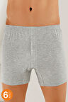 Erkek Gri 6 Lı Paket Penye Pamuk Boxer Me010