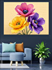 Sarı Mor Çiçek Demeti Dekoratif Kanvas - Mdf Ahşap Tablo
