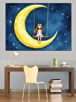 Ay Işığında Oturan Kız Dekoratif Kanvas - Mdf Ahşap Tablo