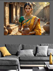 Geleneksel Hint Kadını Dekoratif Kanvas - Mdf Ahşap Tablo