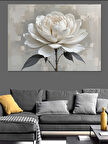 Beyaz Lotus Modern Kompozisyon Dekoratif Kanvas - Mdf Ahşap Tablo