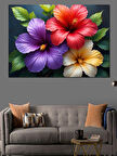 Parlak Mor Çiçek Kompozisyonu Dekoratif Kanvas - Mdf Ahşap Tablo