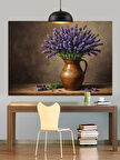 Vazoda Mor Lavantalar Dekoratif Kanvas - Mdf Ahşap Tablo