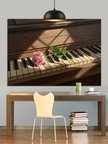 Piyano Tuşları Çiçek Müzik Dekoratif Kanvas - Mdf Ahşap Tablo