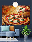 Pizza Taze Fesleğen Mozzarella Dekoratif Kanvas - Mdf Ahşap Tablo