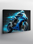Kanvas Tablo Mavi Yarış Motosikleti 50cmx70cm