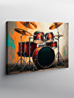 Kanvas Tablo Kırmızı Davul Seti 100cmx140cm
