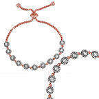 925 Ayar Gümüş Rose Elmas Montür Asansörlü Bileklik