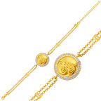 925 Ayar Gümüş Gold Tuğralı Bileklik