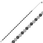 ​925 Ayar Gümüş Siyah Beyaz Su Yolu Bileklik