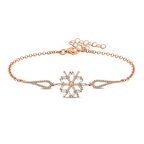 925 Ayar Gümüş Rose Baget Taşlı Kar Tanesi Bileklik
